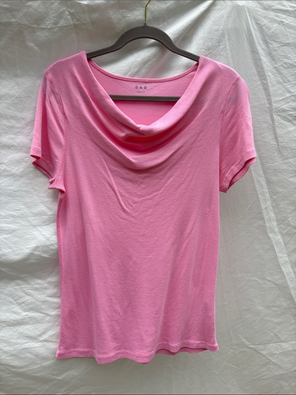 Three Dots Soft Pink Cowl Neck Short Sleeve Tee